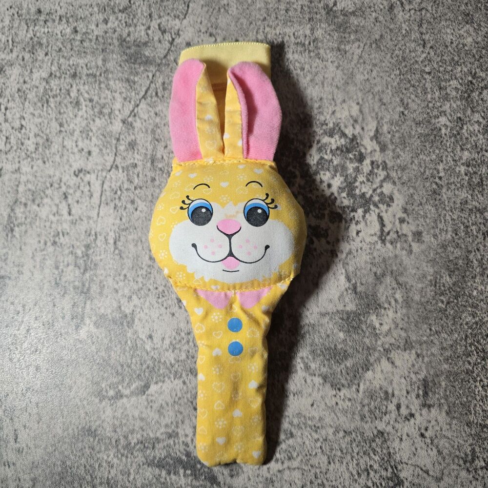 vintage playskool yellow bunny rabbit soft wrist rattle toy 1988